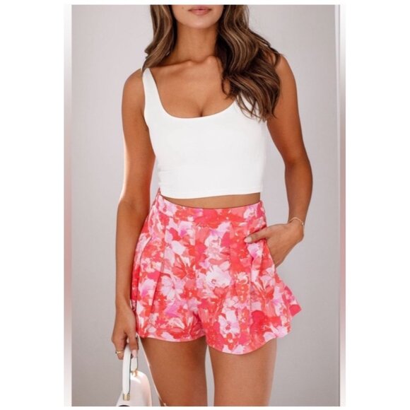 Do+Be Womens Floral Print Shorts Size S Pink & Red Summer Casual (bin ii104) - Picture 4 of 12